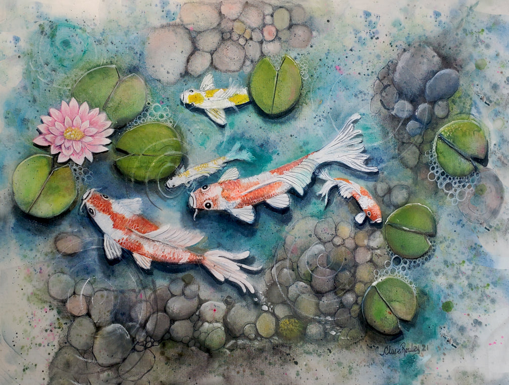 Koi Pond Acrylic Painting